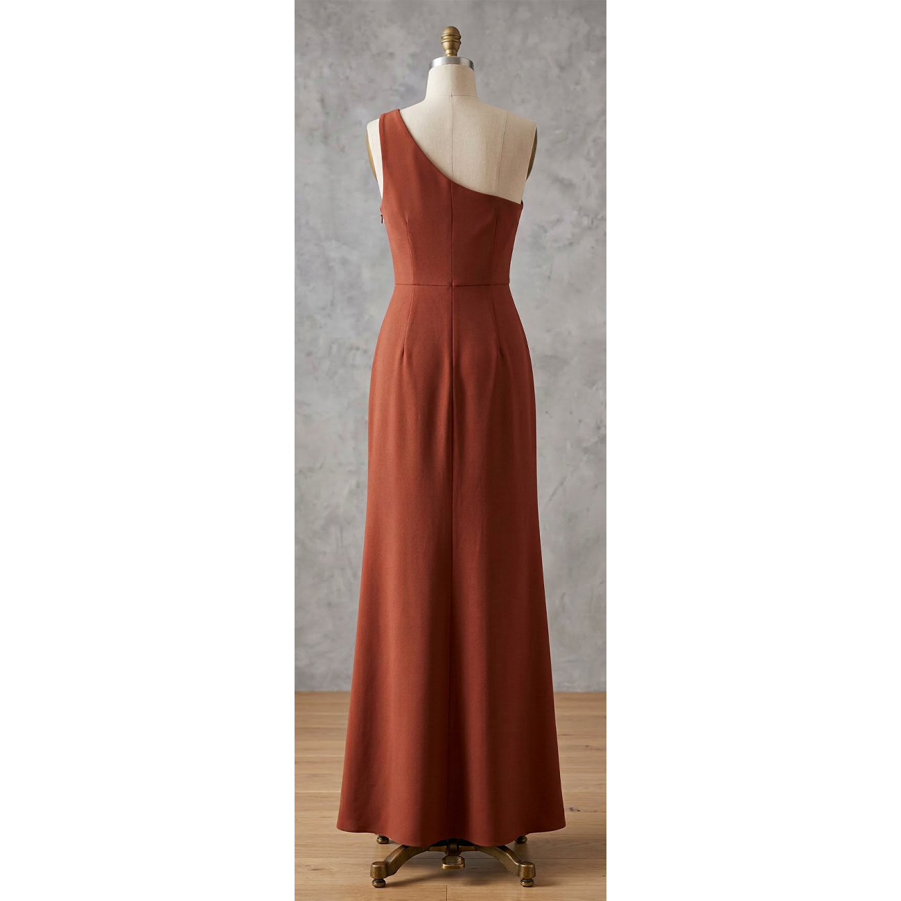 BRONZE One-Shoulder Gown with Side Slit