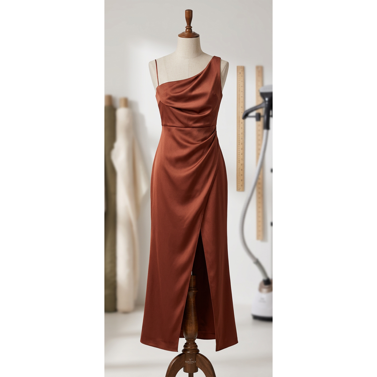 BRONZE One-Shoulder Gown with Side Slit | pre-loved fashion & accessories